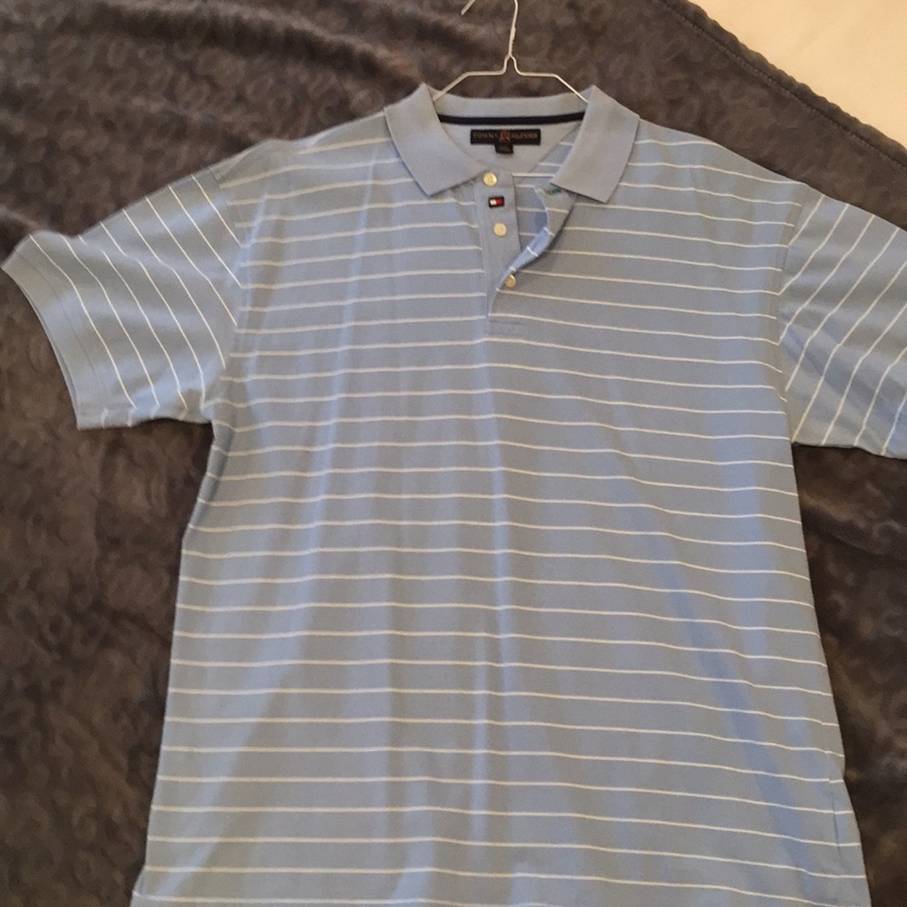 Tommy Hilfiger Men’s Striped Shirt Light Blue (L)